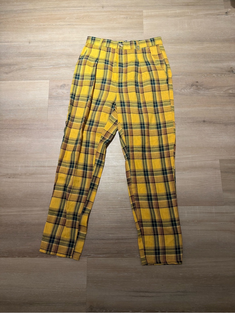 SHEIN Yellow Plaid Chinos